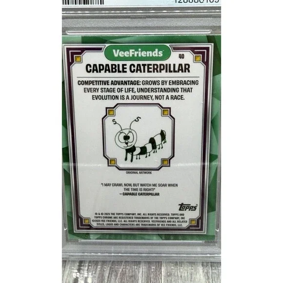 2025 Topps Chrome VeeFriends Capable Caterpillar Yellow Refractor #40 PSA Mint 9